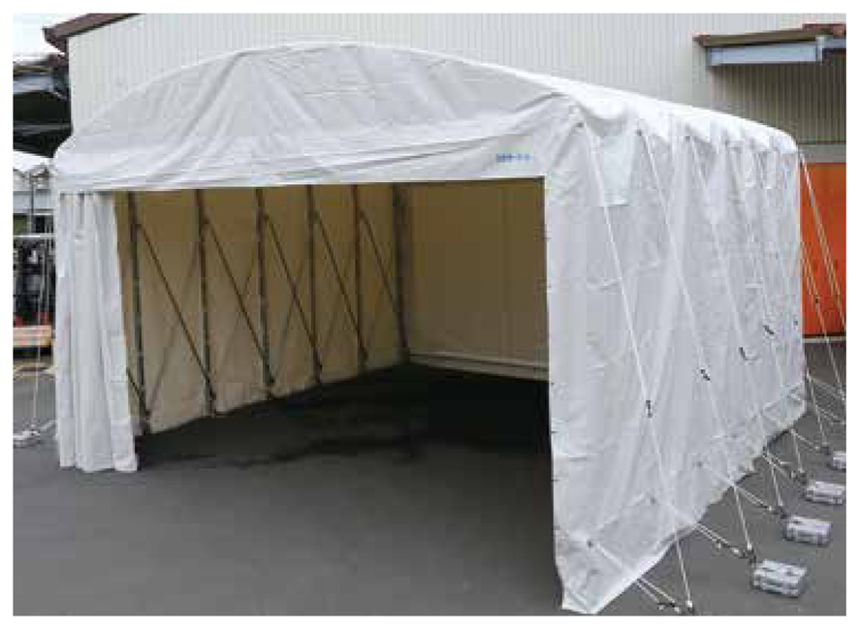 たためーるくん (屋外用 組立式) 伸縮式キャスターテント (アーチタイプ 間口4.8×奥行4.0×有効高3.0m) [たため〜るくん 簡易倉庫 伸縮倉庫] たためーるくん (屋外用 組立式) 伸縮式キャスターテント (アーチ